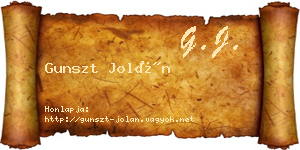 Gunszt Jolán névjegykártya